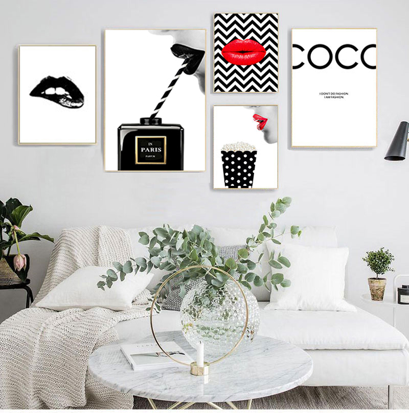 Vintage Fashion Prints For Wall - الملصقات يطبع خمر قماش اللوحة السوداء