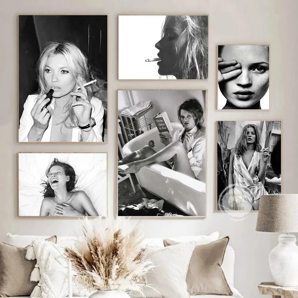 Vintage Fashion Prints For Wall - خمر مثير عارضة كيت موس المشارك