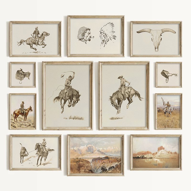Vintage Fashion Wall Art - لوحات جدارية بأسلوب جنوب غربي على