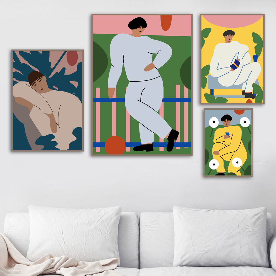 Vintage Fashion Prints For Wall - مجردة خمر شخصية الموضة يترك الرسم