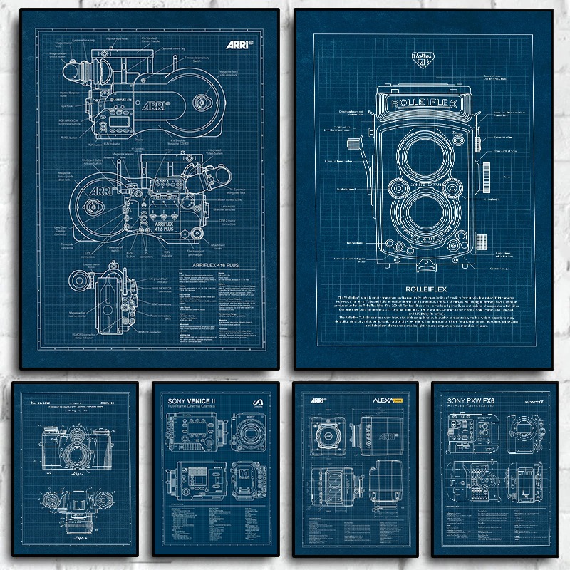 Vintage Fashion Wall Art - خمر لايكا كاميرا مخطط المشارك التصوير