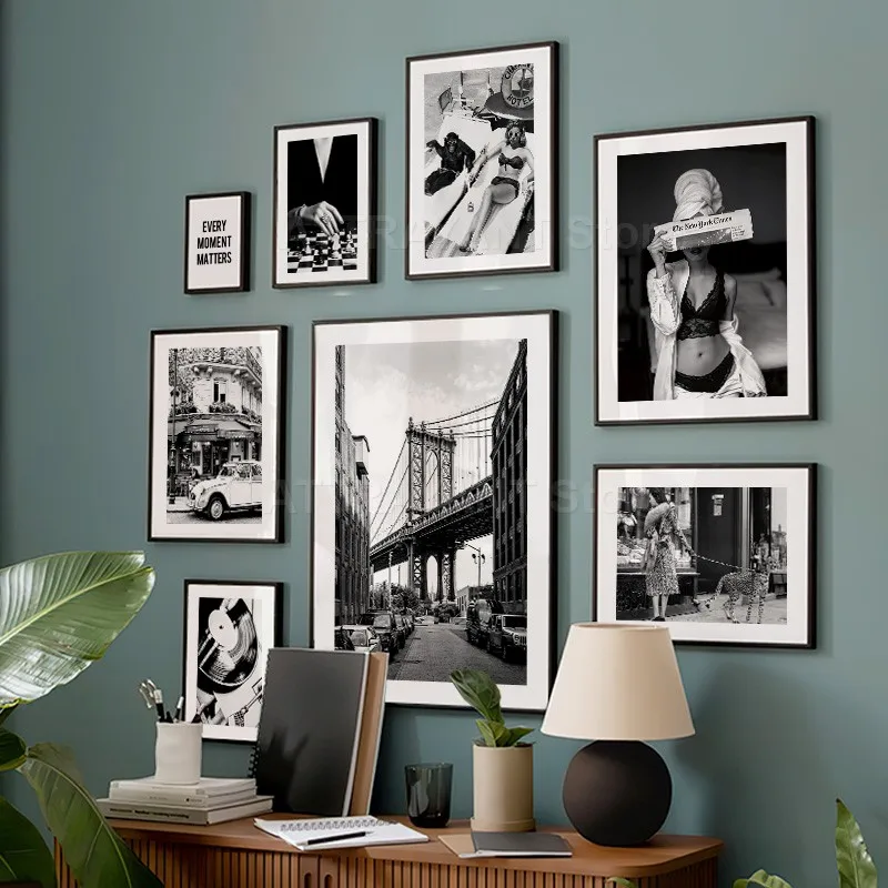 أبيض وأسود خمر الرسم على لوحات - مراجعة Vintage Fashion Prints For Wall وسعره