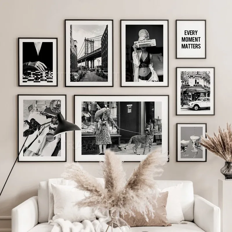 أبيض وأسود خمر الرسم على لوحات - مراجعة Vintage Fashion Prints For Wall وسعره