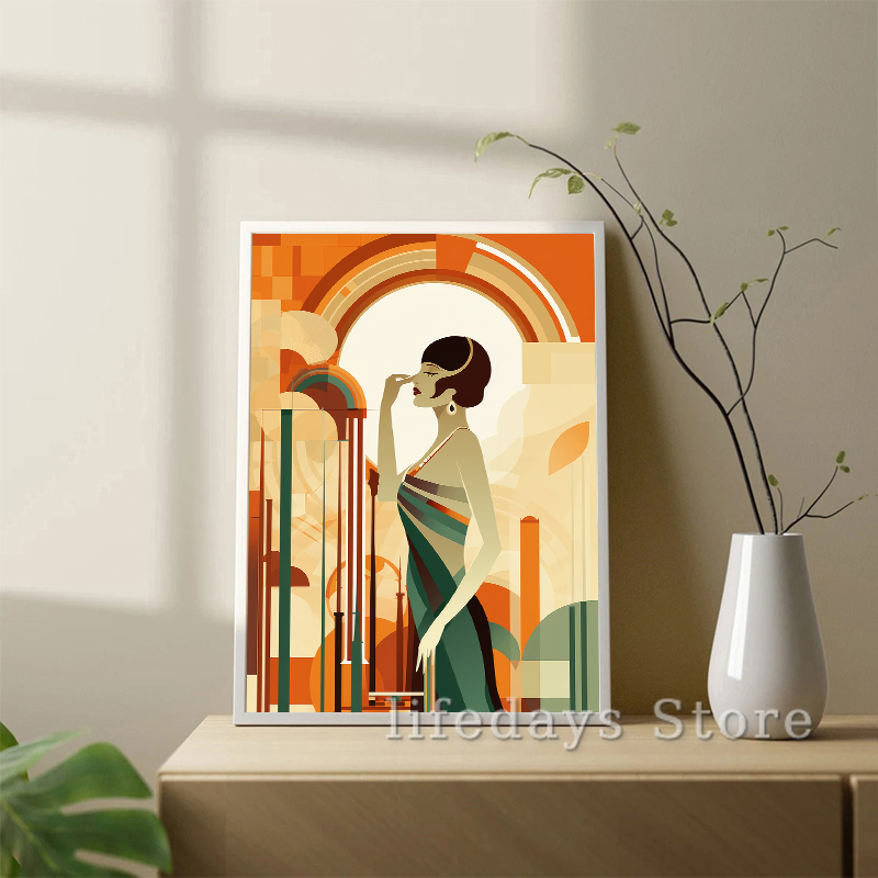 خمر آرت ديكو المرأة صورة المشا - مراجعة Vintage Fashion Prints For Wall وسعره